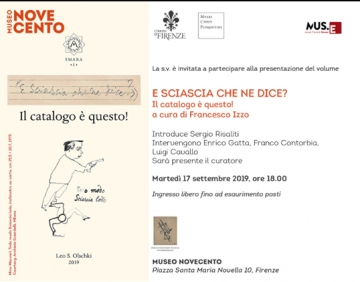 Firenze: 17 settembre 2019, presentazione del primo volume della collana Smara. "E Sciascia che ne dice? Il catalogo è questo"