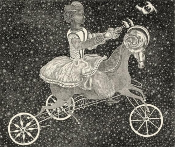 Edo Janich, Il cavaliere celeste, acquaforte,1974