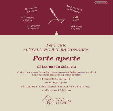 A MILANO LA SECONDA LEZIONE DEL CICLO L'ITALIANO E' IL RAGIONARE